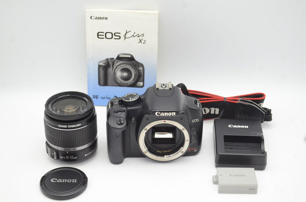 良品 Canon EOS Kiss X2 レンズキット EF-S 18-55mm F3.5-5.6 IS デジタル一眼レフカメラ 250421b