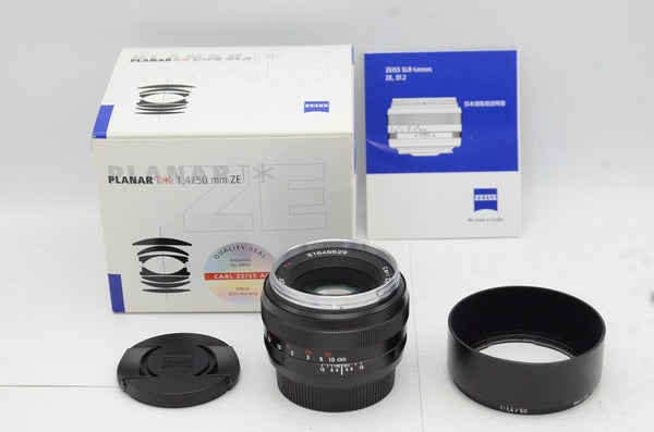 良品 Carl Zeiss Planar T* 50mm F1.4 ZE Canon EFマウント MF フルサイズ 元箱付 240916m