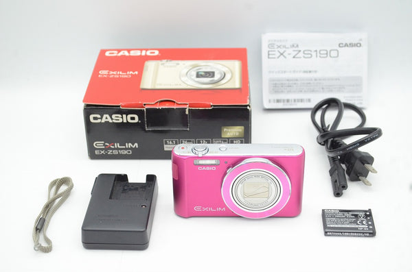 美品 CASIO カシオ EXILIM EX-ZS190 コンパクトデジタルカメラ ピンク 元箱付 250421a