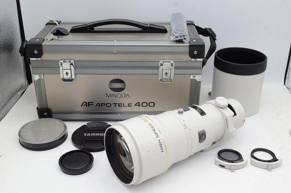 美品 MINOLTA ミノルタ AF APO TELE 400mm F4.5 G HIGH SPEED 単焦点レンズ SONY αマウント トランクケース付 240923a