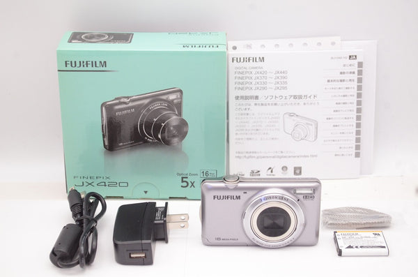 美品 FUJIFILM フジフィルム FinePix JX420 コンパクトデジタルカメラ シルバー 元箱付 250427s
