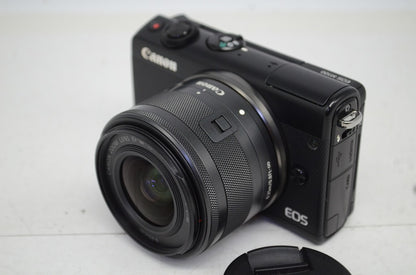 良品 Canon キヤノン EOS M100 + EF-M 15-45mm IS STM レンズキット ミラーレス一眼カメラ ブラック 251008g