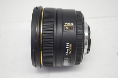 良品 SIGMA シグマ 50mm F1.4 EX DG HSM Nikon ニコン Fマウント 単焦点レンズ フード付 251011c