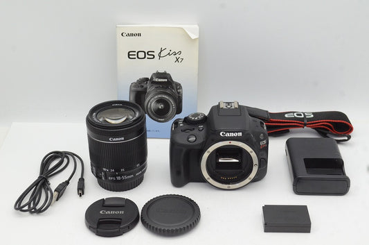 良品 Canon EOS Kiss X7 + EF-S 18-55 IS STM レンズキット デジタル一眼レフカメラ 250601j