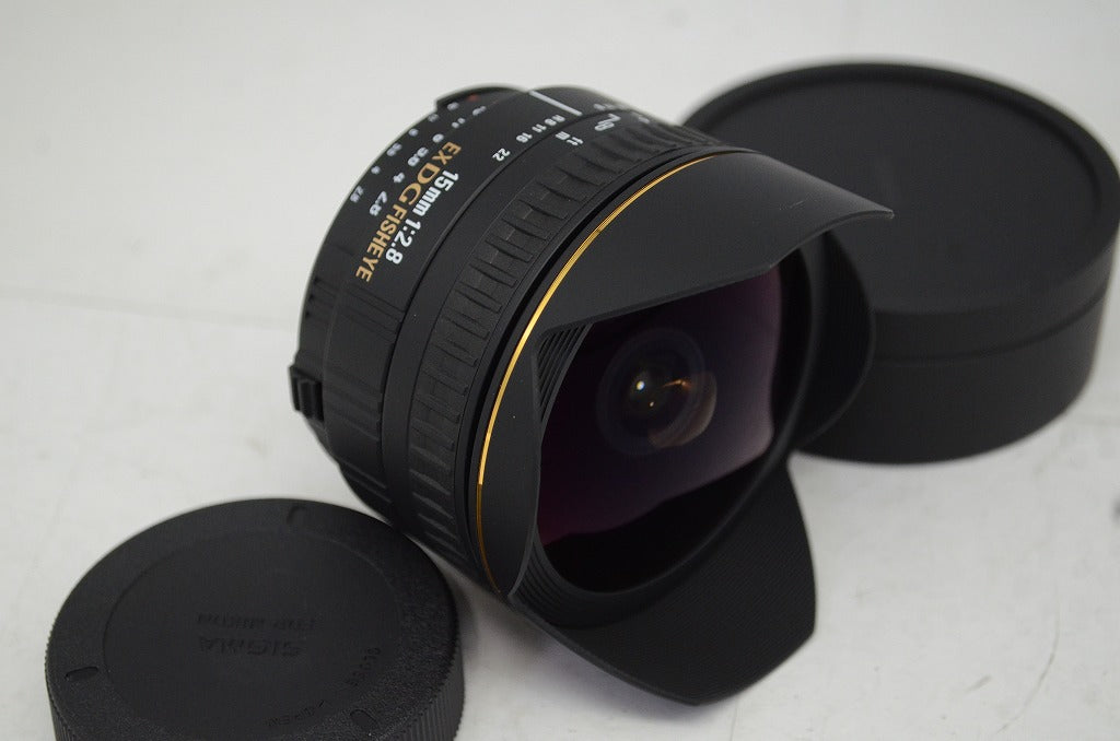 美品 SIGMA シグマ 15mm F2.8 EX DG DIAGONAL FISHEYE Nikon ニコン Fマウント用 単焦点レンズ 元箱付 251016q