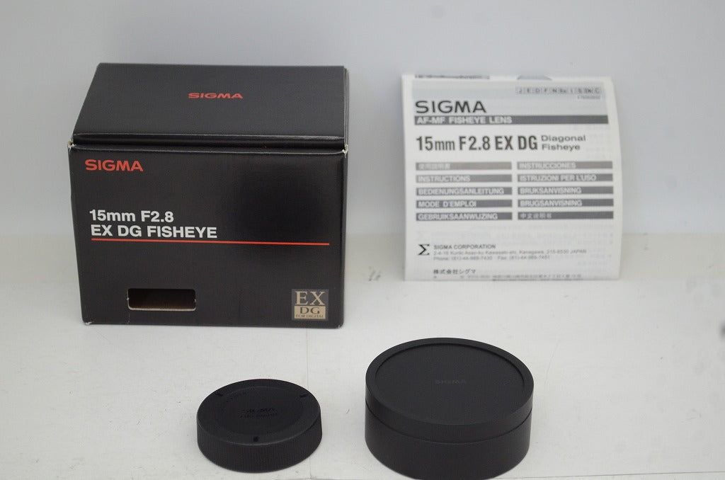 美品 SIGMA シグマ 15mm F2.8 EX DG DIAGONAL FISHEYE Nikon ニコン Fマウント用 単焦点レンズ 元箱付 251016q