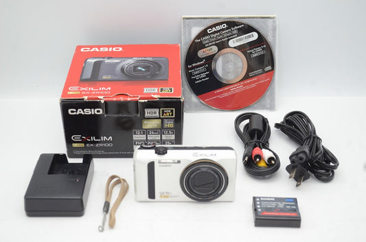 良品 CASIO カシオ EXILIM EX-ZR100 コンパクトデジタルカメラ ホワイト 元箱付 250630g