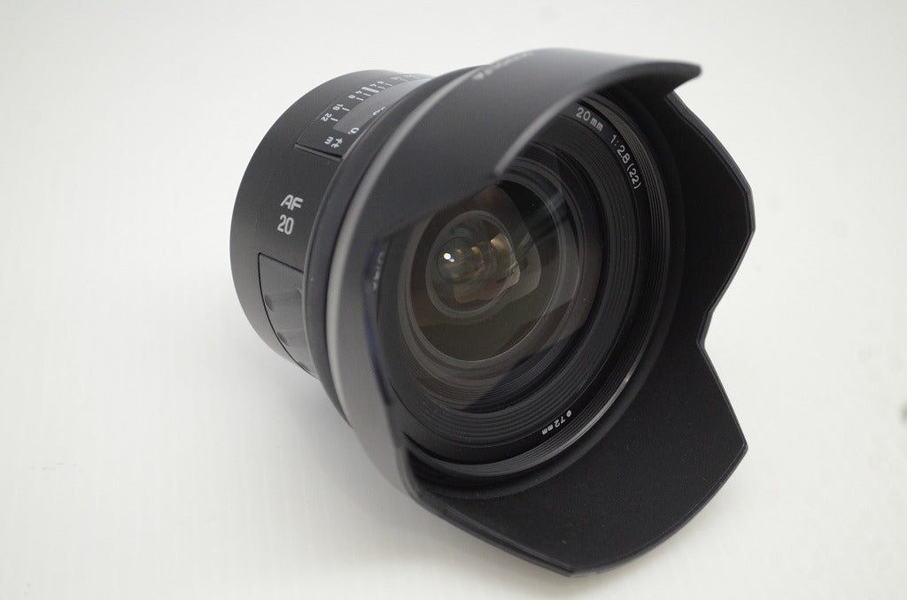 良品 MINOLTA ミノルタ AF 20mm F2.8 NEW SONY ソニー αマウント 単焦点レンズ フード付 251030r