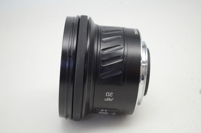 良品 MINOLTA ミノルタ AF 20mm F2.8 NEW SONY ソニー αマウント 単焦点レンズ フード付 251030r