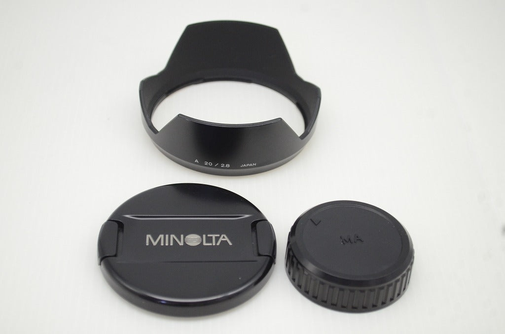 良品 MINOLTA ミノルタ AF 20mm F2.8 NEW SONY ソニー αマウント 単焦点レンズ フード付 251030r
