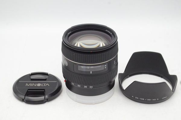 美品 MINOLTA ミノルタ AF ZOOM 24-105mm F3.5-4.5 D SONY αマウント ズームレンズ フード付 250726p