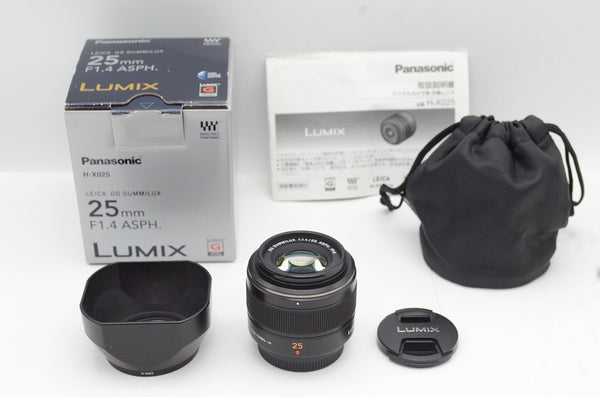 美品 Panasonic LEICA DG SUMMILUX 25mm F1.4 ASPH. H-X025 マイクロフォーサーズ 元箱付 241206s