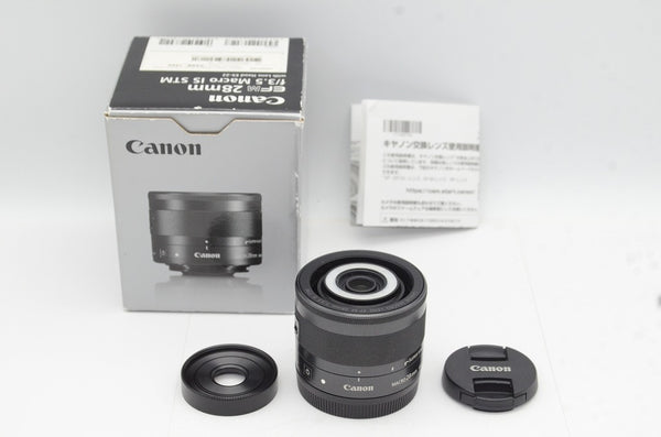 美品 Canon キヤノン EF-M 28mm F3.5 MACRO IS STM EF-Mマウント APS-C 単焦点レンズ 元箱付 241209w