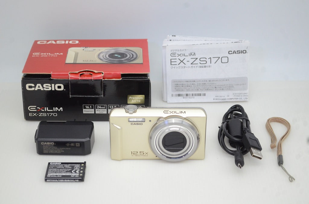 良品 CASIO カシオ EXILIM EX-ZS170 コンパクトデジタルカメラ ゴールド 元箱付 251104af
