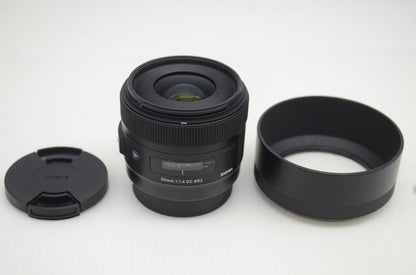 良品 SIGMA シグマ Art 30mm F1.4 DC HSM Canon キヤノン EFマウント APS-C 単焦点レンズ フード付 251109c