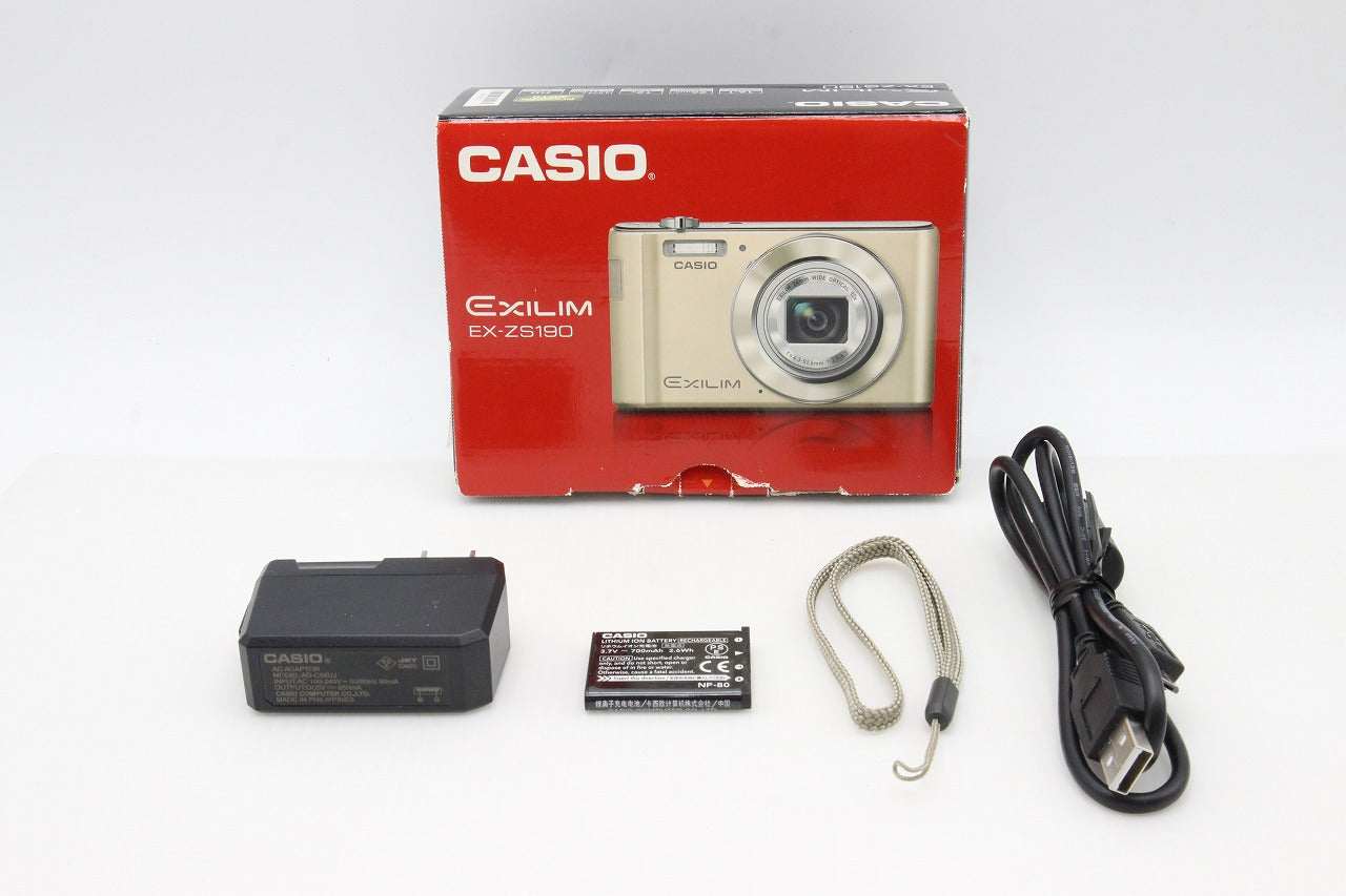 良品 CASIO カシオ EXILIM EX-ZS190 コンパクトデジタルカメラ ゴールド 元箱付 260203b
