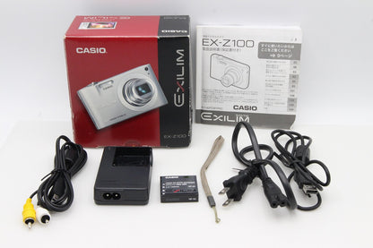良品 CASIO カシオ EXILIM EX-Z100 コンパクトデジタルカメラ シルバー 元箱付 260203c
